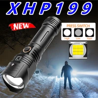 2022 xhp199 led flashlight 18650 or 26650 usb tactical flash light xhp70 rechargeable led lantern zoom hunting bright work lamp
