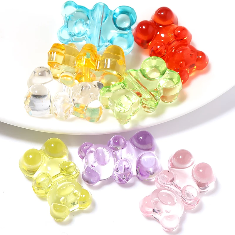 

50pcs/bag Handmade Bear DIY Bear Charms-Acrylic Bear Shaped Clay Pendants Earring Bracelet Nacklace DIY Jewelry Making