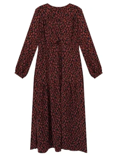 Корейское длинное женское платье с длинным рукавом и v образным вырезом