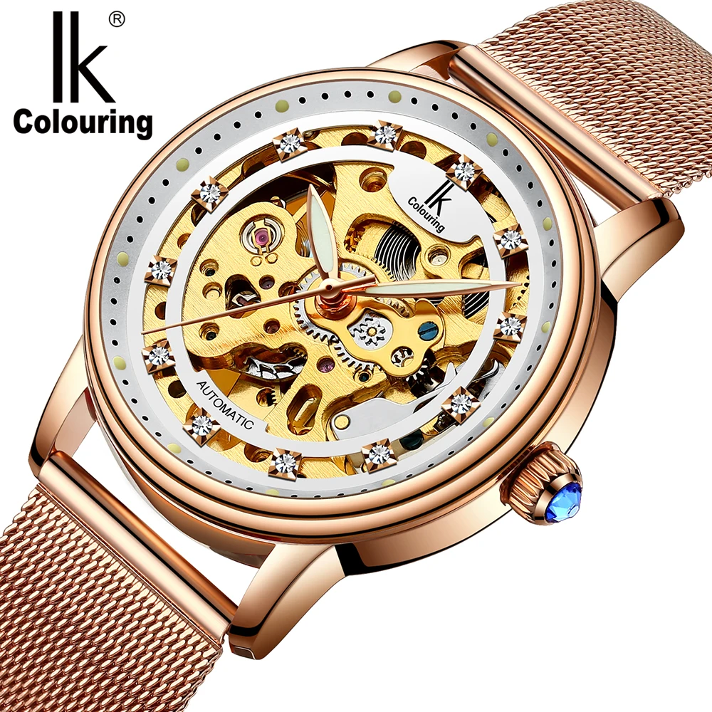 Новые часы браслет из нержавеющей стали с сетчатым ремешком розового золота