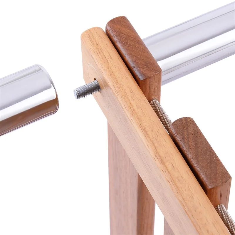 

3-Tier Wooden Slat Storage Rack Display Shelving Stainless Steel Non-folding Racks Sundries Books Holder Home Organizer HW54111