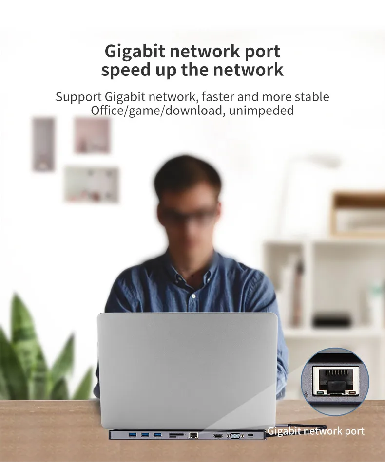 SSK usb-хаб Тип-концентратор к USB 3,0 VGA HDMI, VGA SD/TF карты φ3. 5 аудио Gigabit RJ45 Ethernet USB 3,1 GEN1 стандарт для ноутбук планшеты