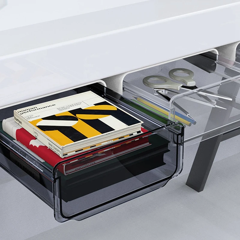 

2Pcs Pencil Tray Under Desk Drawer Organizer Table Storage Box Office Stationery Organizer