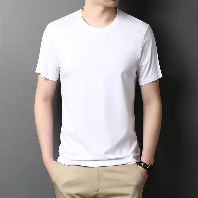 Мужская футболка из мерсеризованного хлопка черная однотонная Повседневная