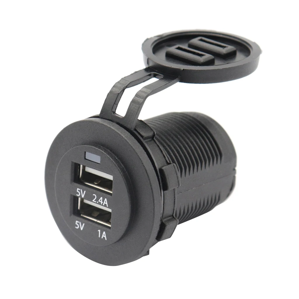 

Universal Car Boat 2 Pin Dual USB Charger Socket Plug With Waterproof Cover