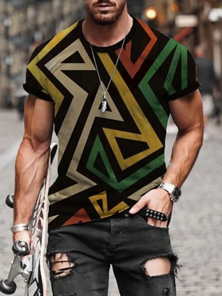 

2021 summer new printed round neck short sleeve t-shirt men's top