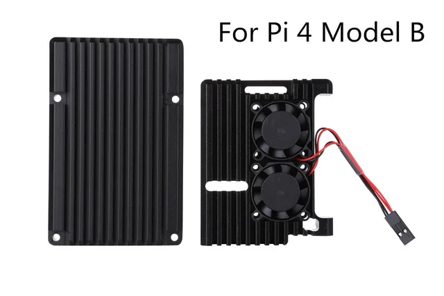 Алюминиевый корпус с двойным охлаждающим вентилятором для Raspberry Pi 4/3 Модель B+ металлический корпус черный корпус Raspberry Pi 4/3 Модель B+ чехол
