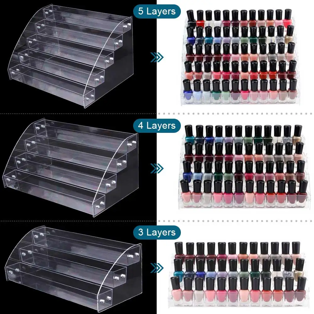 1 To 7 Tier Nail Polish Rack Tabletop Acrylic Display Stand Clear Lipstick Holder Essential Oils Shelf Manicure Storage Organize | Красота и