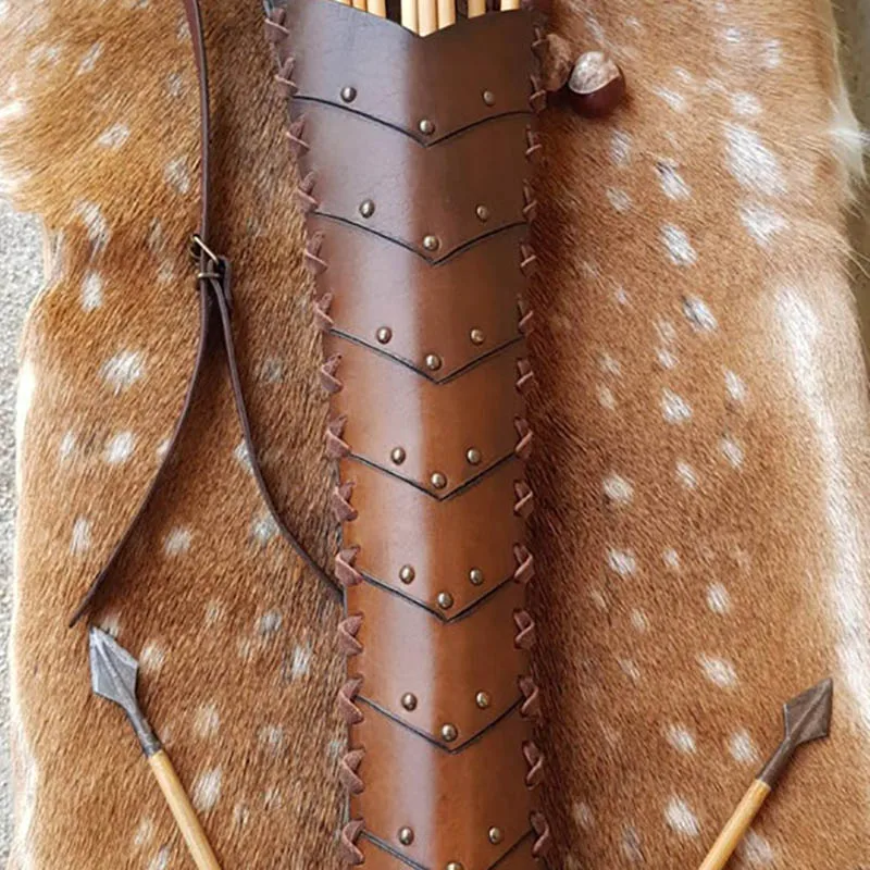 Средневековая Сумка-держатель для стрел из лука в стиле стимпанк кожаная задняя