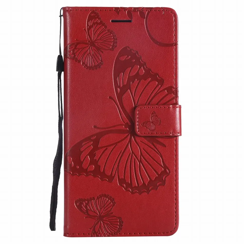 Red Кожаные чехлы с бабочкой для Apple iPhone 11 Pro Max 5 5S SE 6 6S 7 8 Plus XR X XS Max откидные чехлы с подставкой DP06F - Цвет: Red