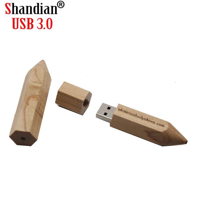 SHANDAIN USB 3 0 Бесплатная кутомер Логотип Деревянный карандаш флеш накопитель Флешка