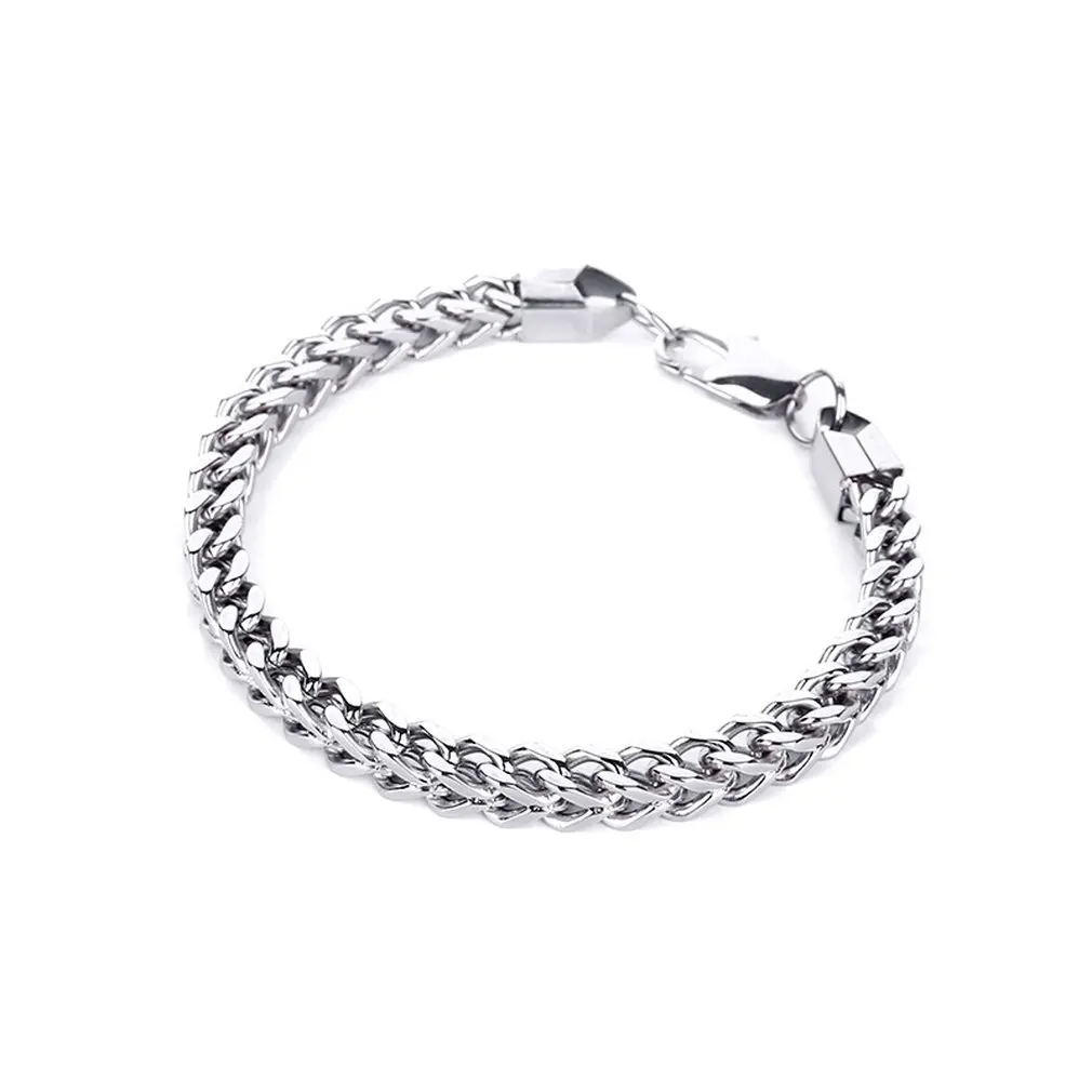 

Cuban Chain Punk Hip-hop Rock Bracelet Rapper Cool Link Titanium Steel Men Bracelets Jewelry Silver Male Color Wholesale Hot