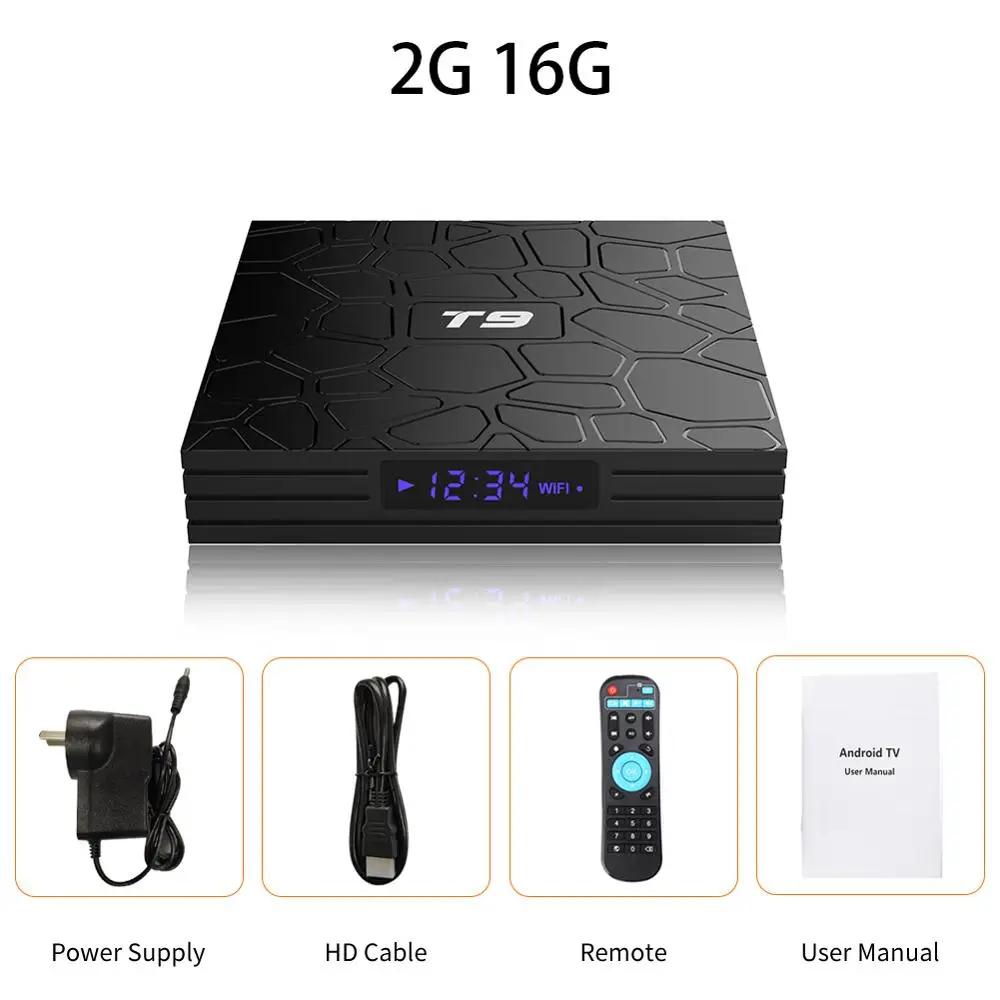 2G 16G Runsnail Smart tv box T9 RK3318 четырехъядерный Android 9,0 телеприставка двойная 2,4G/5G wifi 4G 64G BT 4,0 100M RJ-45 LAN 1080P 3D - Цвет: 2G 16G
