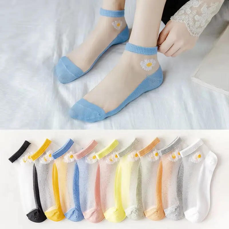 

Invisible Solid Color Socks 3 Pair Of Summer Slippers Ladies Candy Color Breathable Non-slip Silicone Mesh Socks Skarpetki Women