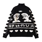 2020 Новый Осень Дамы свитер с мультяшным принтом Harajuku свитер в стиле аниме натуральный хлопок в студенческом стиле свитер свободного кроя с высокой горловиной вязаный свитер