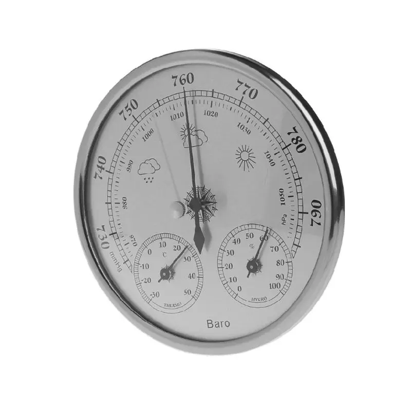 130mm Atmospheric Pressure Temperature Hygrometer Weather Station Three-in-One Barometer Film Metal Box | Инструменты