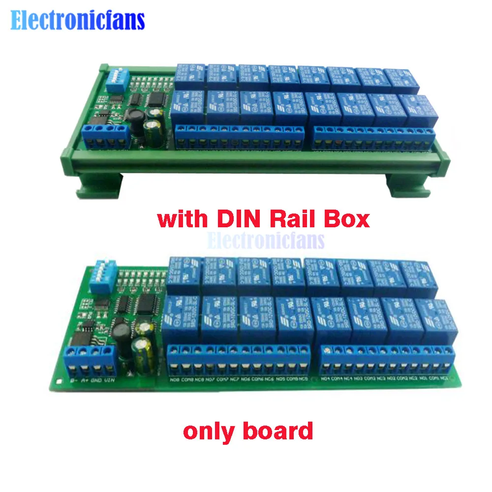 

DC 12V для 16ти-канального видеорегистратора RS485 триггерный релейный модуль Modbus RTU дистанционного Управление PLC расширение плата печатная плат...