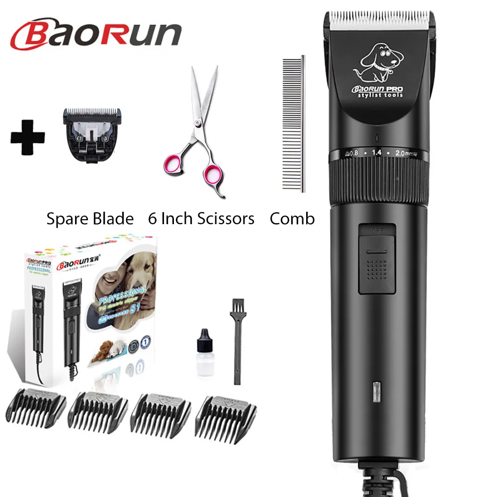 S1 Add Full Kit Baorun S1, высокомощный резак для собак, профессиональный электрический триммер для кошек, триммер для стрижки домашних животных, бритва, косилка для животных - Цвет: S1 Add Full Kit