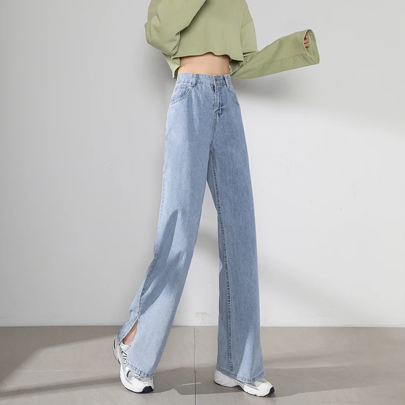 

Straight Loose Lightweight Stretch Jeans 2021 Summer Classic Style Casual Young women Thin Denim Jeans