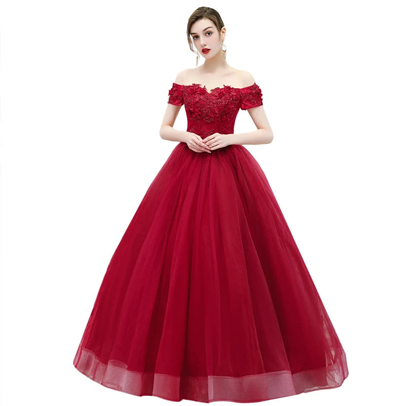 New arrival Wine off shoulder long lady girl women princess bridesmaid banquet party ball prom dress gown free shipping | Свадьбы и