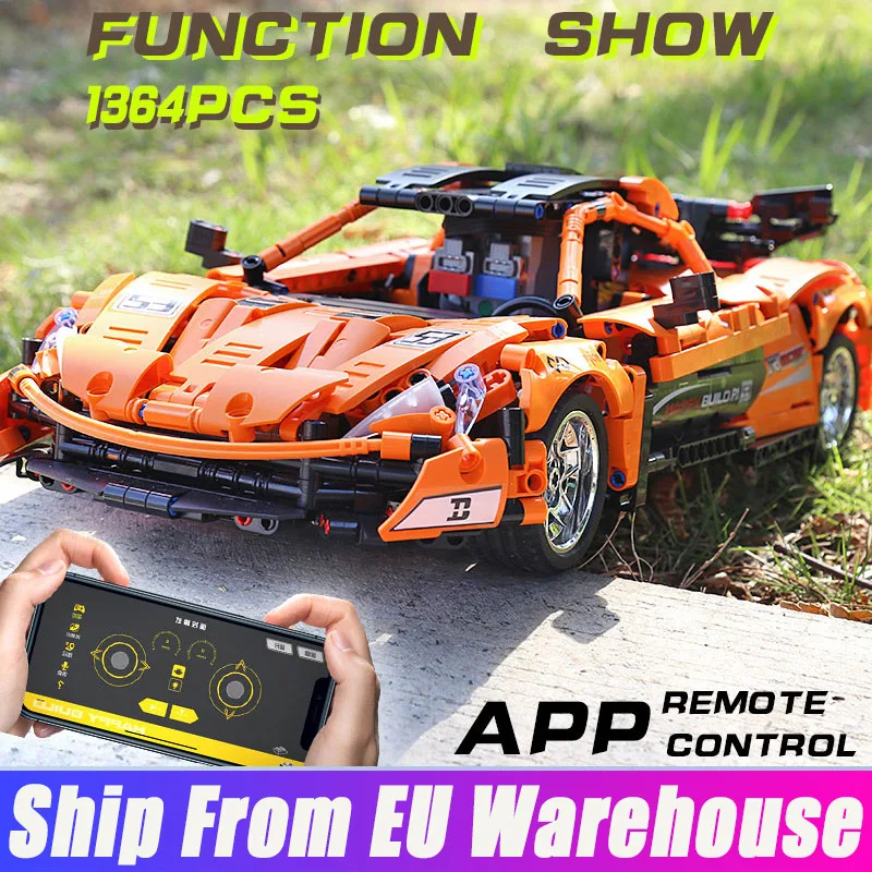 Ешина 2020 RC автомобиль MOC 16915 McLarens P1 мотор Функция одежды с принтом Тачки модель