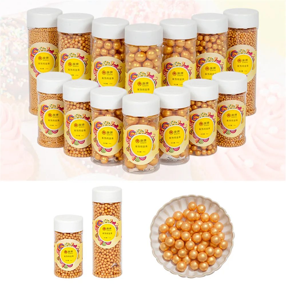 

85g! Safety Edible Gold Beads Pearl Sugar Ball Fondant DIY Art Cake Baking Sprinkles Silver White Ball Wedding Cake Decoration