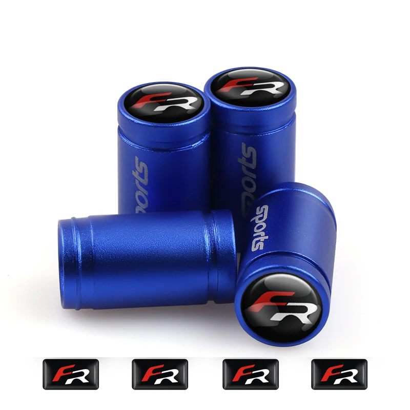 FR-blue Автомобильные аксессуары 8 шт. эпоксидная эмблема FR наклейка для Seat Leon 2 FR гоночный значок вентиль шины колеса колпачки автостайлинг - Название цвета: FR-blue