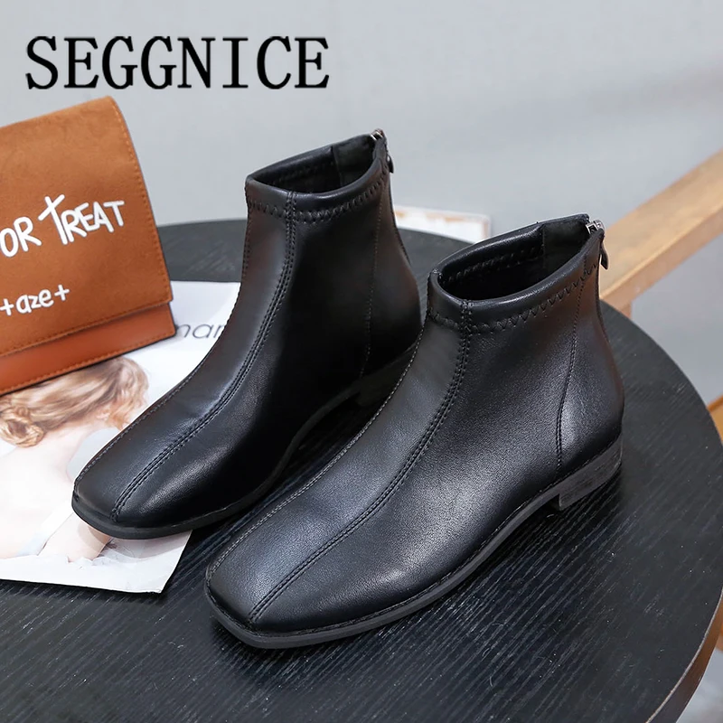 Повседневные кожаные ботинки женская обувь на плоской подошве ботильоны с