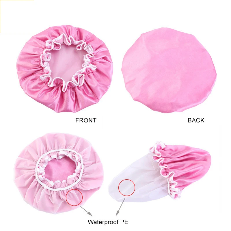 

1PCS Double-layer Waterproof Shower Cap Thickened Printing Hat Night Sleeping Cap For Women Men Unisex Cap bonnet de nuit