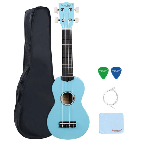 StrongWind 21 дюймов сопрано акустическая укулеле 4 нейлоновые струны Ukelele розовый мини Гавайский гитарный инструмент для начинающих Отправка подарков - Цвет: Синий