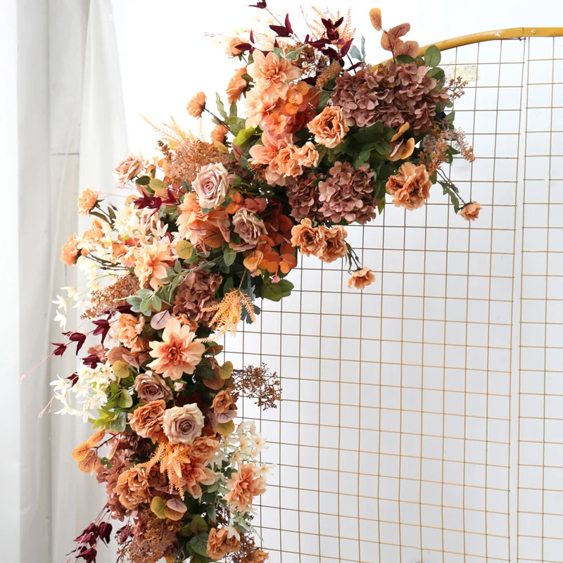 Retro Orange Series Artificial Flower Row Wedding Arch Decor Arrangement Outside/in door Setting Party Props Flowers Wall | Дом и сад