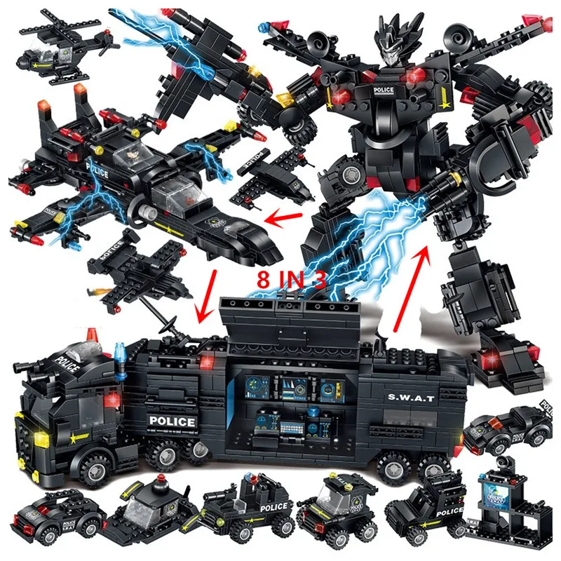 700 шт. городской полиции Робот Игрушка Криэйтор кирпичи SWAT модель грузового