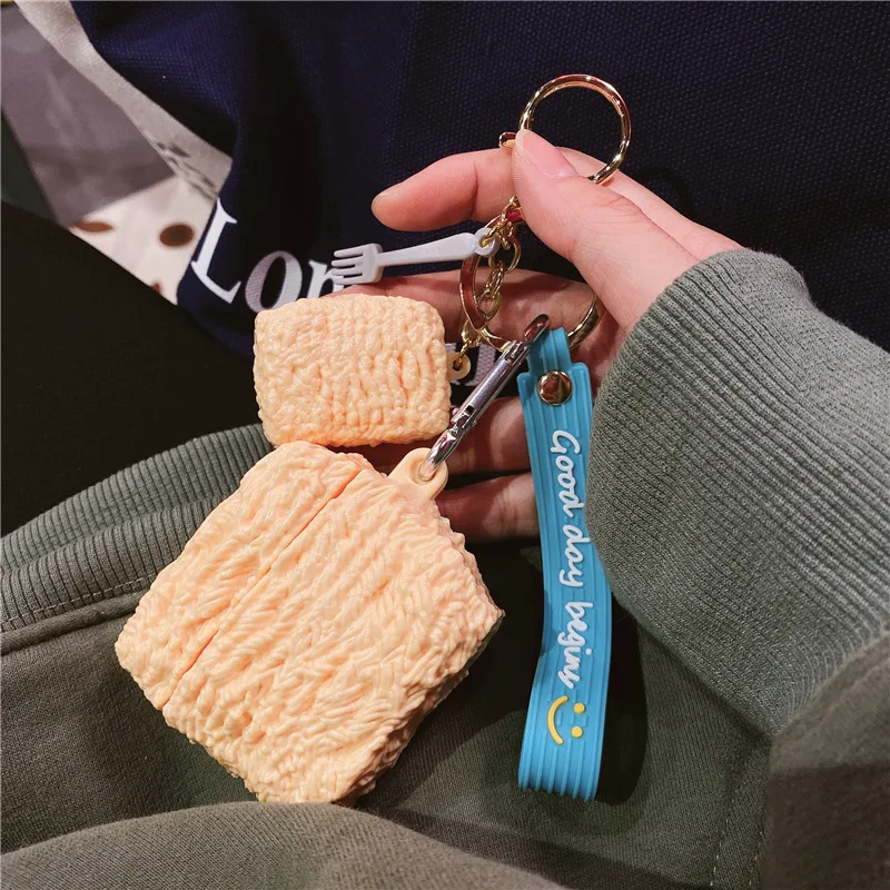 

Instant Noodles Case For AirPods 1 2 Pro Box Funny Food Pendant Soft Silicone Wireless Bluetooth Earphone Protective Cover