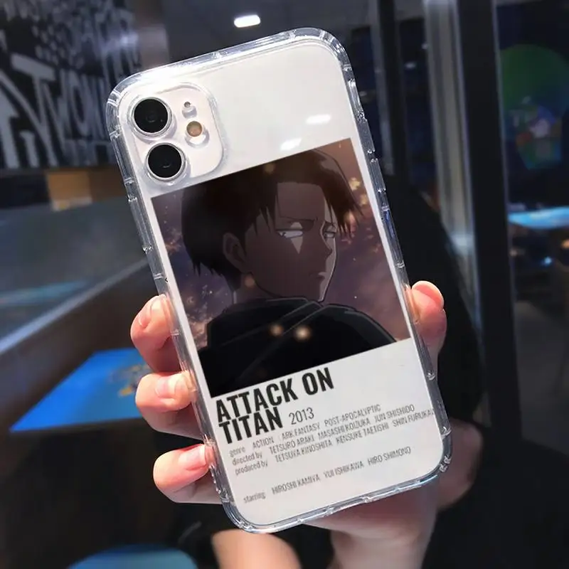 

Attack On Titan anime Phone Case Transparent for iPhone 11 12 mini pro XS MAX 8 7 6 6S Plus X 5S SE 2020 XR