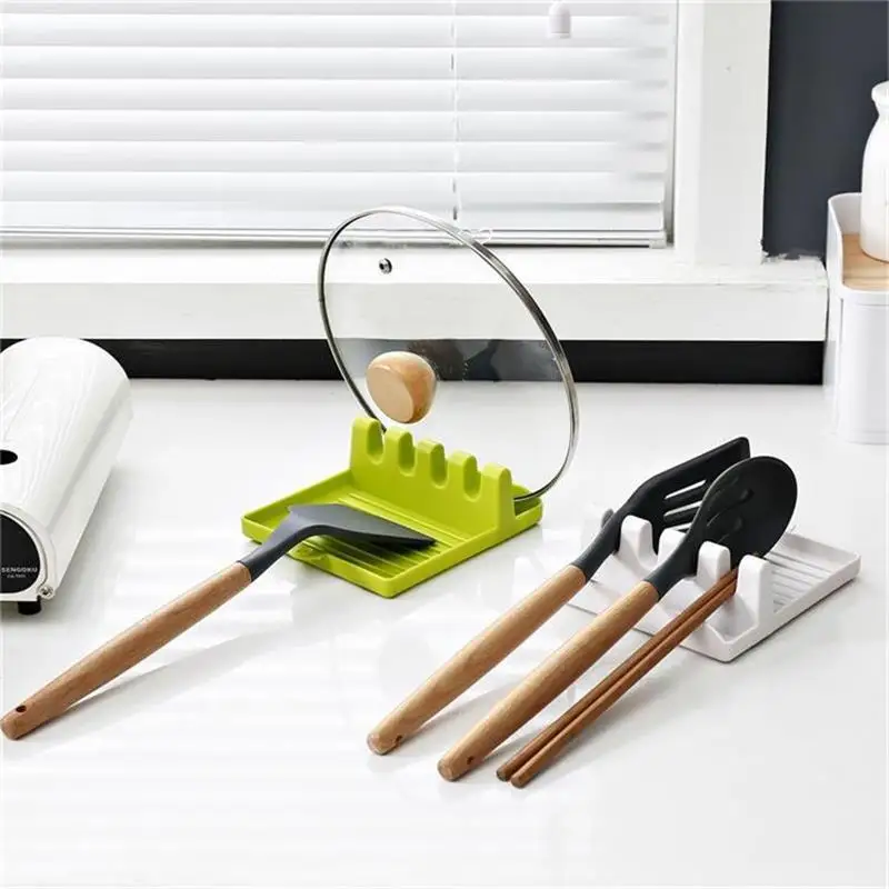 

Kitchen Spoon Holders Fork Spatula Rack Shelf Plastic Spoon Rest Chopsticks Holder Non-slip Spoon Pad Kitchen Utensil Organizer