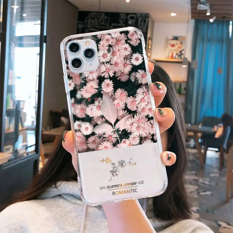 

Summer Flowers Pineapple Phone Case Transparent soft For iphone 5 5s 5c se 6 6s 7 8 11 12 plus mini x xs xr pro max