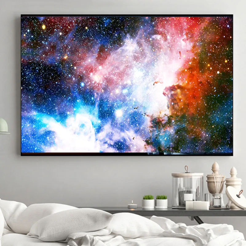 Скандинавская Картина на холсте звездное небо Галактика Космос Звезды темная