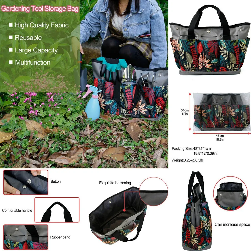 

Multifunctional Garden Portable Tool Bag Oxford Garden Tool Storage Bags Tote Large Capacity Home Gardening Tool Storage Bags