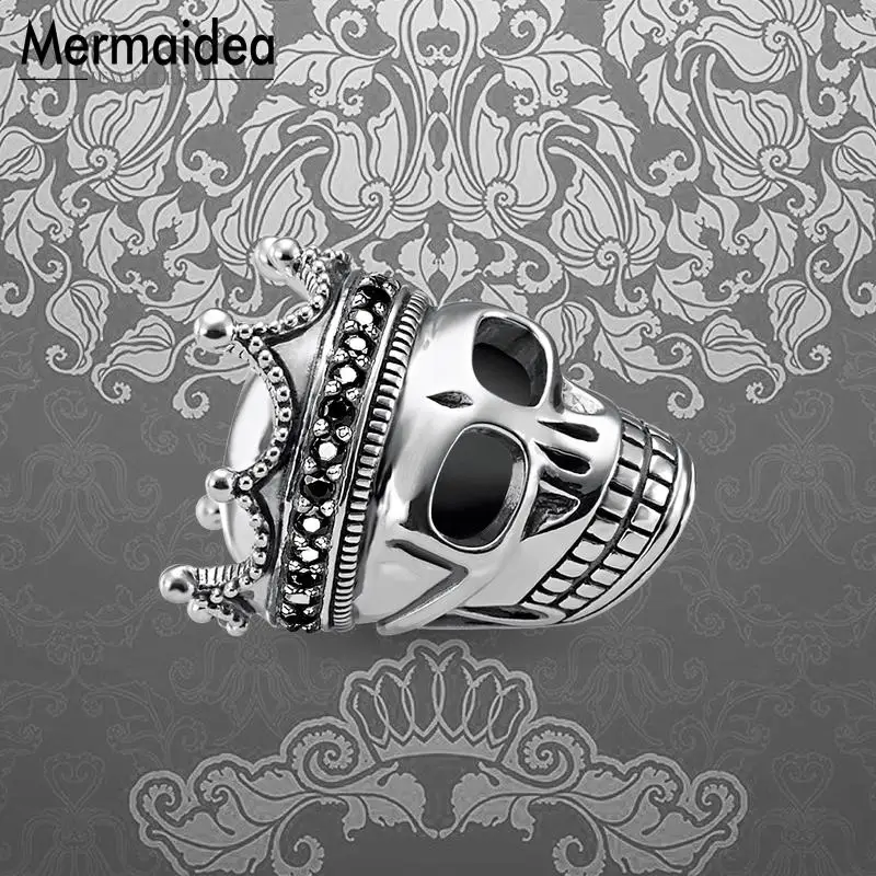 DIY бусины Череп Король 5 мм отверстие мода посеребренные ювелирные изделия панк