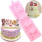 Силиконовая форма с изображением животных для детского праздника, инструменты для украшения тортов из мастики, Лев, овечка, конфеты, глина, форма для шоколадной мастики