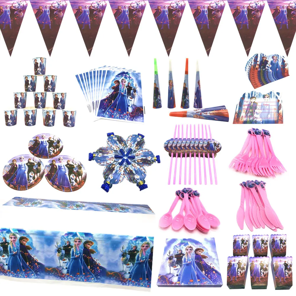 Платье принцессы Холодное сердце 2 вечерние поставки Бумага соломы тарелки чашки