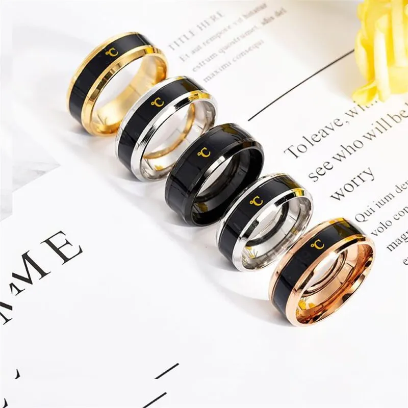 

Temperature Ring Titanium Steel Mood Emotion Feeling Intelligent Temperature Sensitive Rings for Women Men Waterproof Jewelry