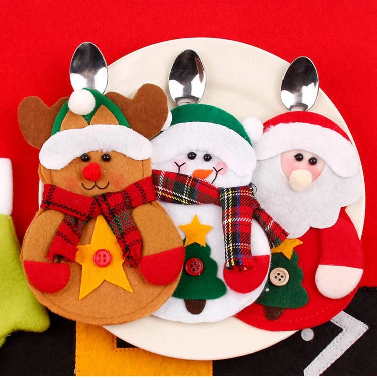 3pcs Knife fork set Navidad рождественские украшения для домашнего стола, Рождественская скатерть, прямоугольный Рождественский Декор, новогодняя - Цвет: 3pcs Knife fork set
