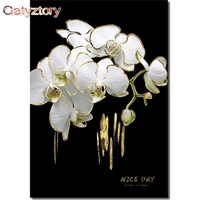 gatyztory frame white flower diy painting by numbers handpainted gift acrylic paint drawing canvas home wall decor 60x75cm