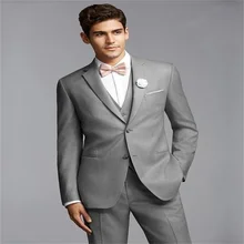 2021 New High-Quality Customized Formal Wear Notched Lapel Gray Men's Suit Fashion Two-Button 3 Piece (Coat+ Pants + Vest + Tie) (4)
