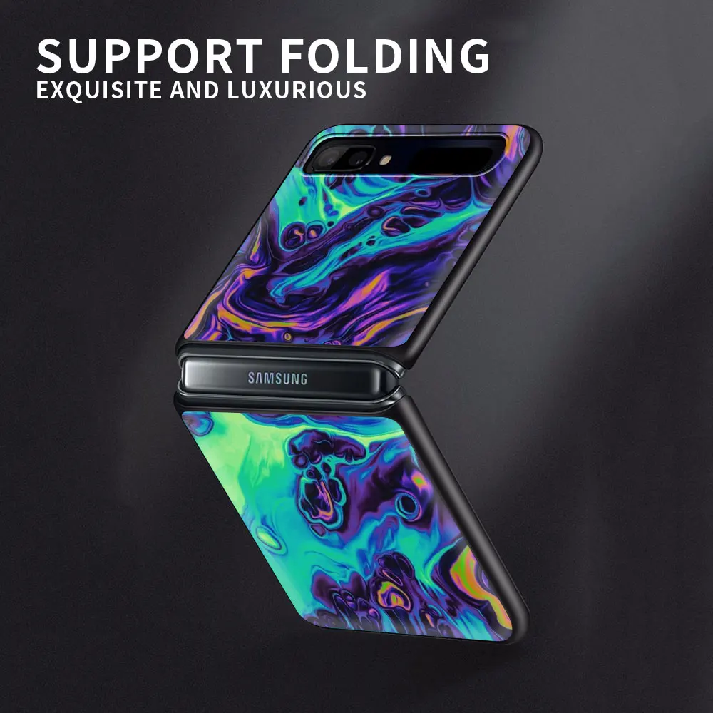 

Luxury Marble Painting style Smartphone Shell for Samsung Galaxy Z Flip Caso Soft Shell Black Fundas TPU Coque Silicone Case
