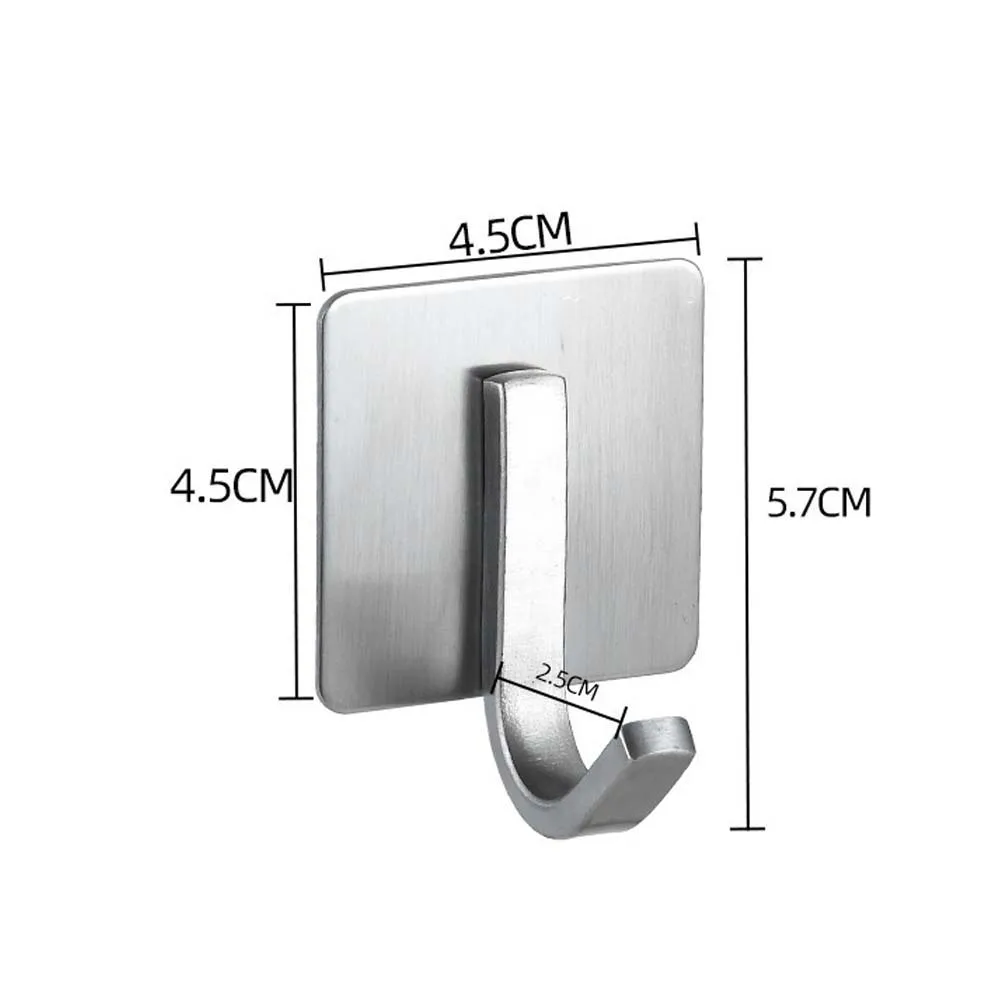 

4PCS Stainless Steel Hook Strong Self-Stick Wall Rack Hanging Hook Heavy Waterproof Wall Kitchen Bathroom Household Supplies