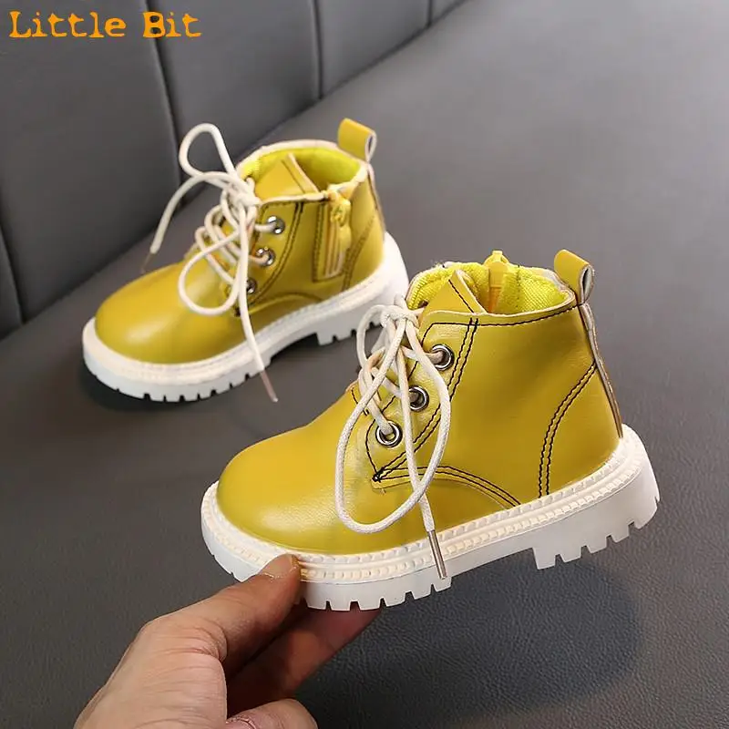

2021 New Children Snow Boots Warm Non-slip Shoes For Boys Girls Ace-Up Martin Comfort Baby Rubber Fashion Sneakers