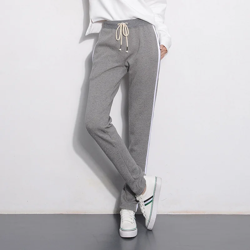

Winter Women Gym Warm Fleece Straight Sweatpants Elastic Waist Drawstring Running Joggers Loose Sports Pants Workout Trousers