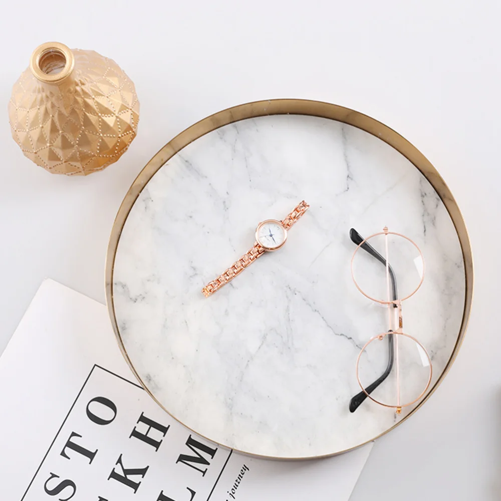 

1PC Round Storage Marble Tray Home Storage Tray Multi-purpose Finishing Tray
